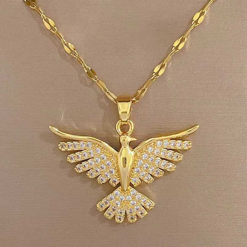 Fashionable Phoenix Necklace with Zircon Copper Inlaid Personality Pendant Necklace for Women Versatile Gold-Plated Jewelry X250718