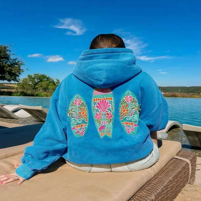 2025 American Retro Trend New Simple Floral Letter Print Pattern Pullover Hoodies Casual Sweatshirt Loose Comfortable Sportswear XJ250717