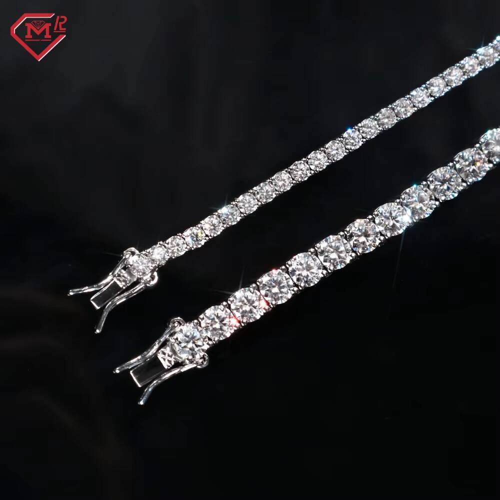 Fine Jewelry Tennis Chain Necklace 6MM White Gold Silver 925 Vvs Iced Out Moissanite Tennis Chain