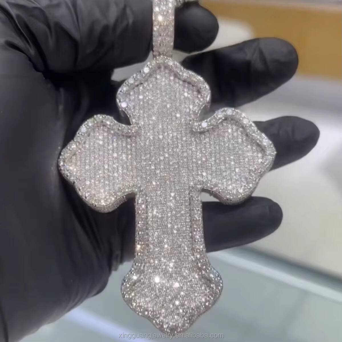 Custom Cross Pendant Fine Jewelry Necklaces Silver 925 18k Gold Plated Fine Jewelry Necklace Moissanite Pendant