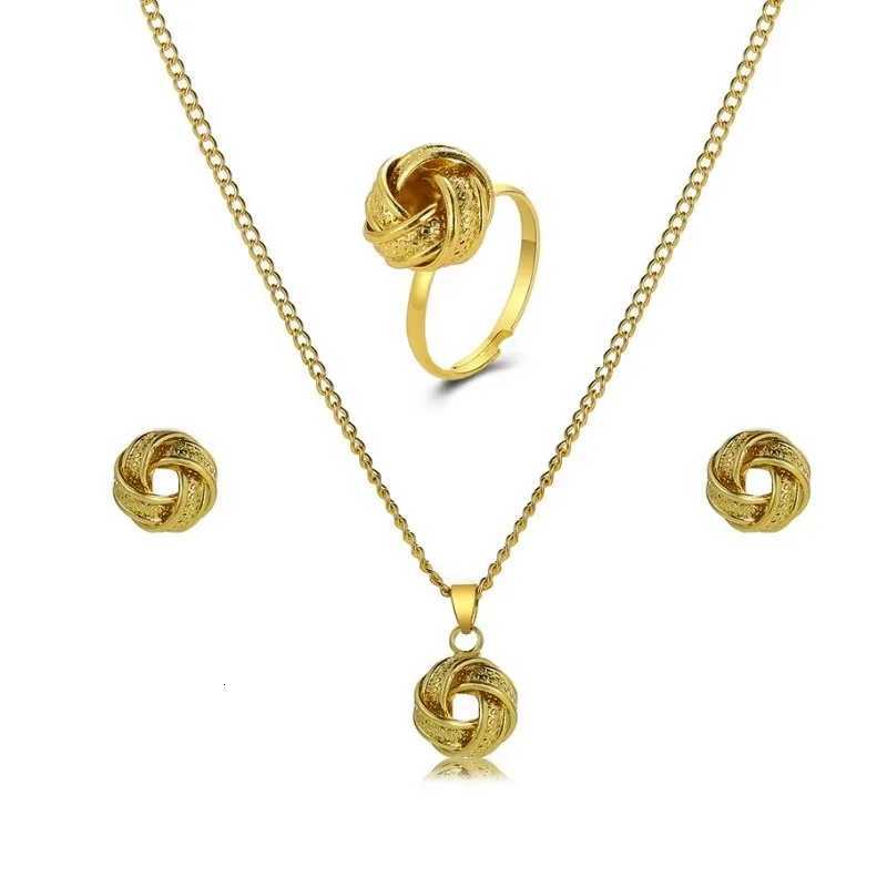 New Fashion Metal Jewelry Three-dimensional Ring Earring Necklace Three-piece Set Creative Design Sense Jewelry Set Necklace X250718