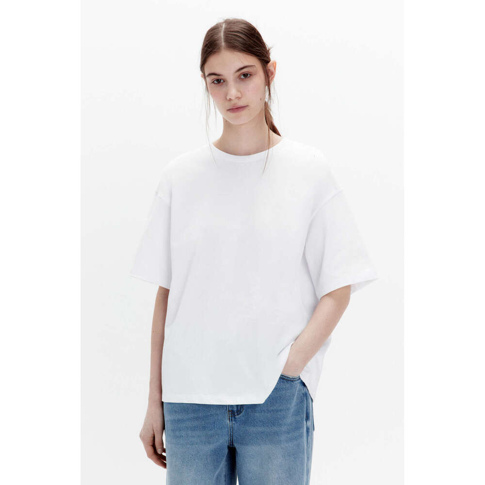 100% Crew Neck Solid Color Versatile T-Shirt For Women Spring Summer New Pure Cotton Short Sleeve Top B5