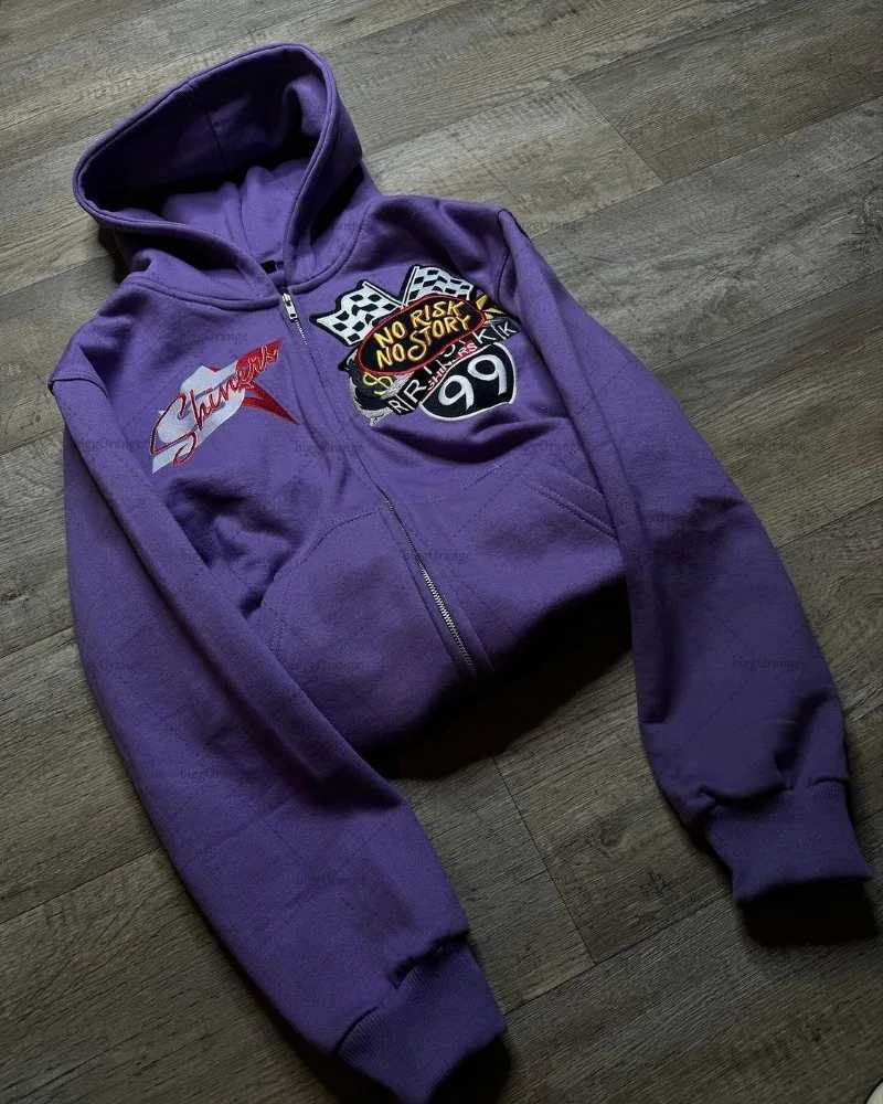 Streetwear Trend Colorful Zipper Hoodie American Retro Print Oversized Sweatshirt Men Hip Hop Punk Casual Loose Jacket Couple X250718