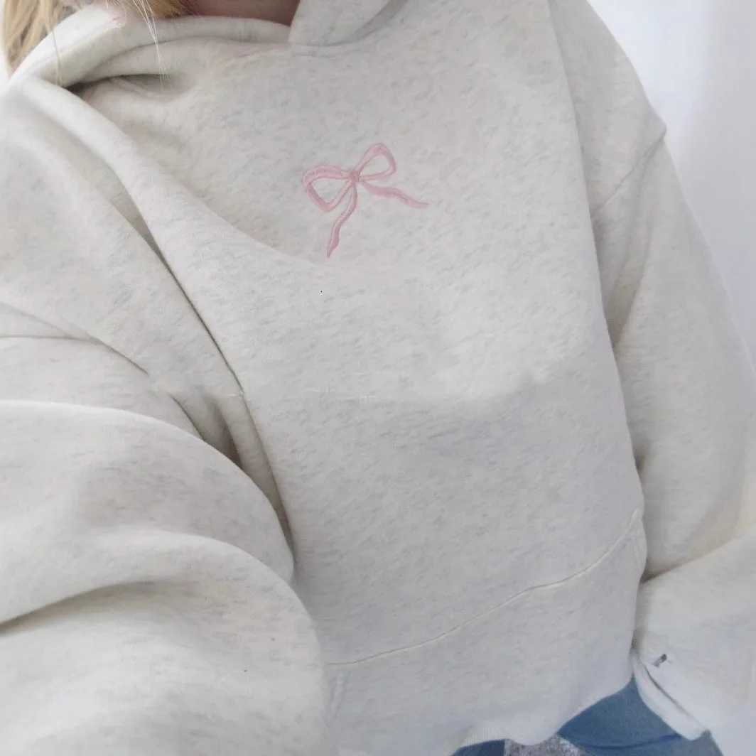 Women Loose Hoodie Coats Autumn Spring Hoody Long Sleeve Pullovers Casual Floral Bow Print Sweatshirts BLKFS-1788 XJ250717