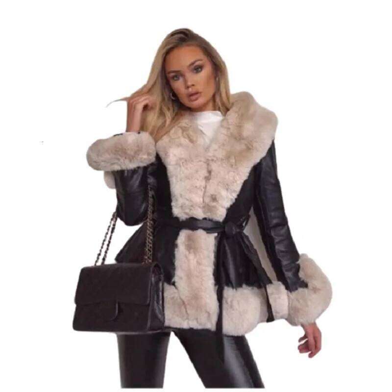 Plus Size Jacket Women Faux Fur Coat Aesthetic Female Clothes Elegant Streetwear Puffer Parka Winter Furry Outerwear