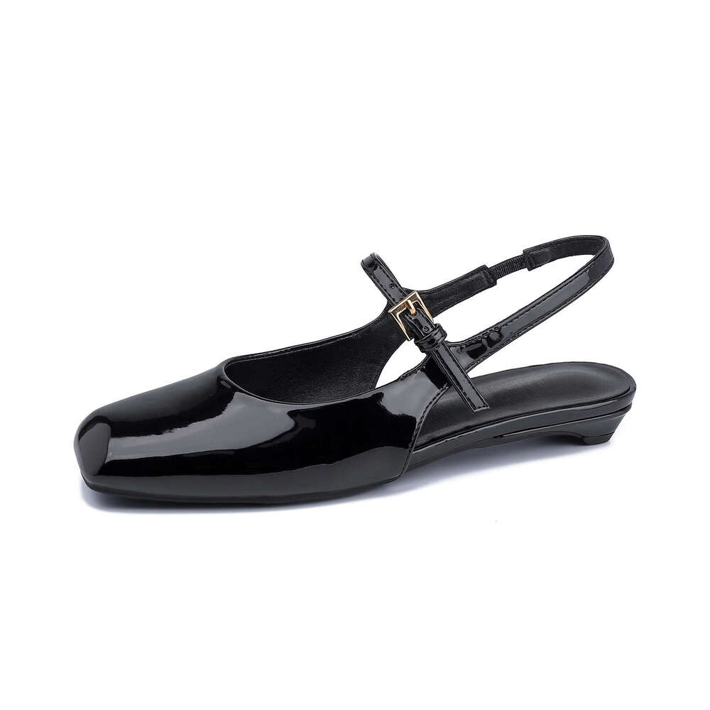 2025 Spring New Style Backless Closed-Toe Sandals for Women Designer French Square-Toe Low-Heel Comfortable Women's Shoes