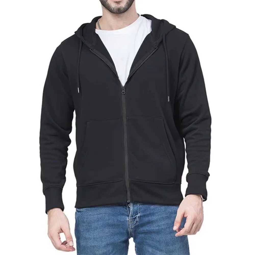 High Quality Fashion Zip Hoodies Men Retro Harajuku Solid Color Jacket High Street Zip Up Hoodie Casual Loose Sweatshirt Clothes XJ250714