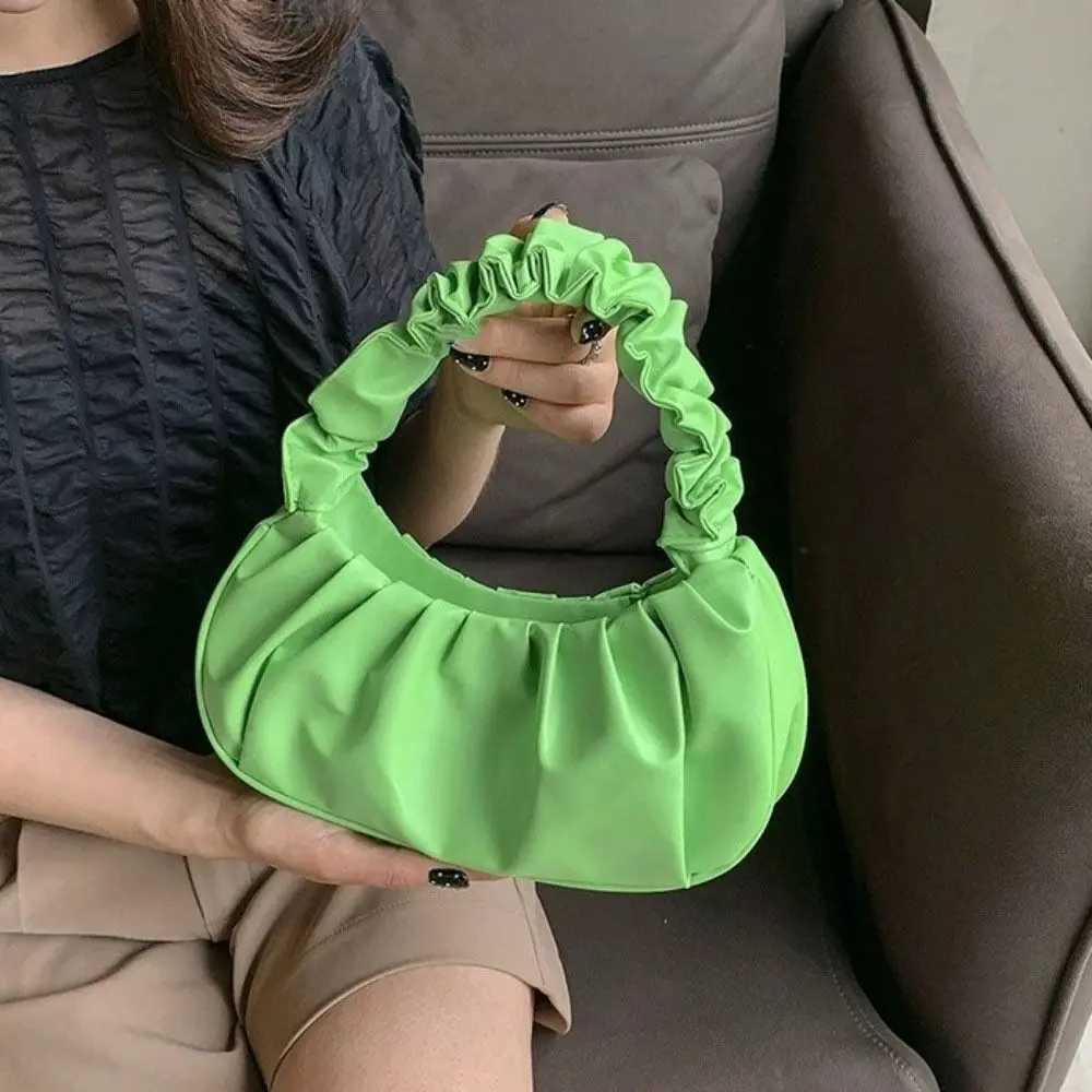 Korean Style Pleated Handbag Phe Bag Crescent Mo Cloud Bag Dumpling Bag Single Shoulder PU Leather Underarm Bag Ladies XJ250718