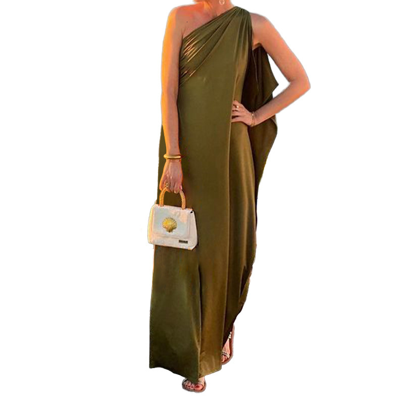 Womens New Style Personality Asymmetrical Off-Shoulder Mid-Length Dress Sexy Gown