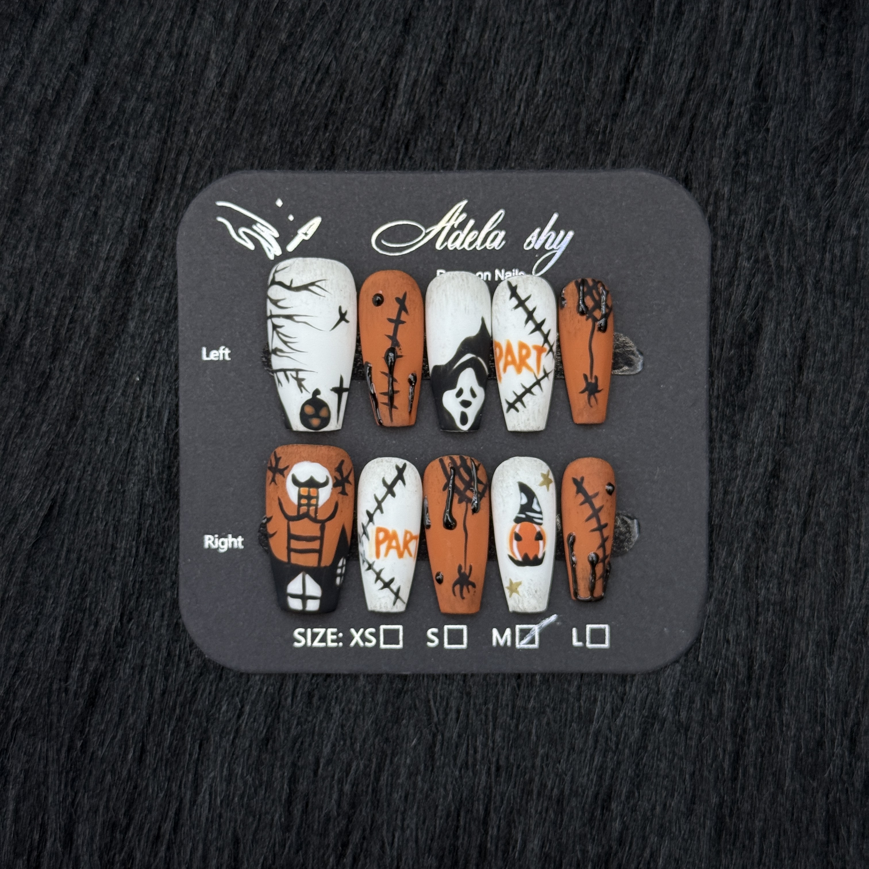 10Pcs Halloween - themed Press - on Nails with Spooky Patterns