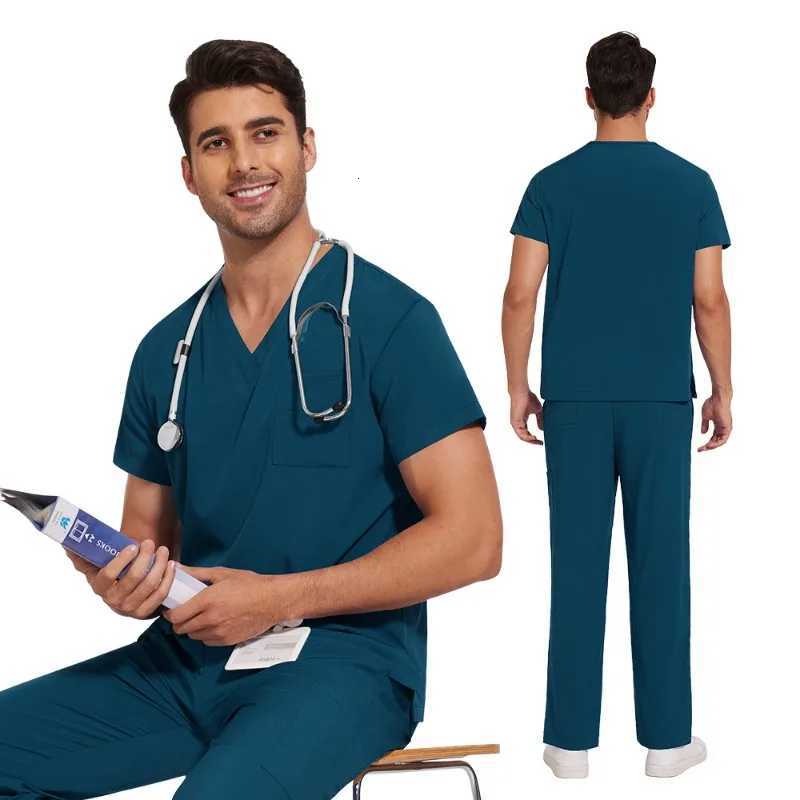 Clinical Green Gray Blue White Sanitary Dentist Medical Nursing Veterinary Surgical Uniform Men Work Wear Jogger Man Scrubs Set Z250718