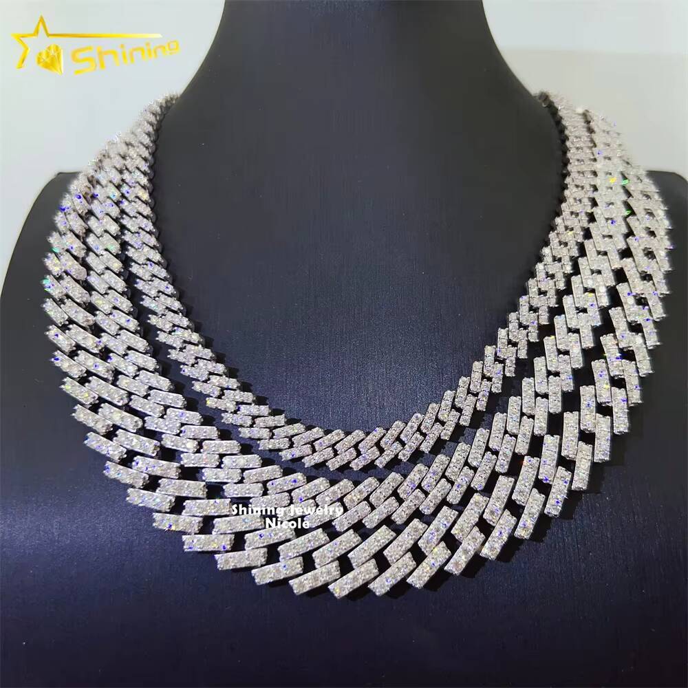 Fine Jewelry Necklace Hip Hop Diamond Chain Iced Out 925 Silver 10mm Moissanite Cuban Link Chain