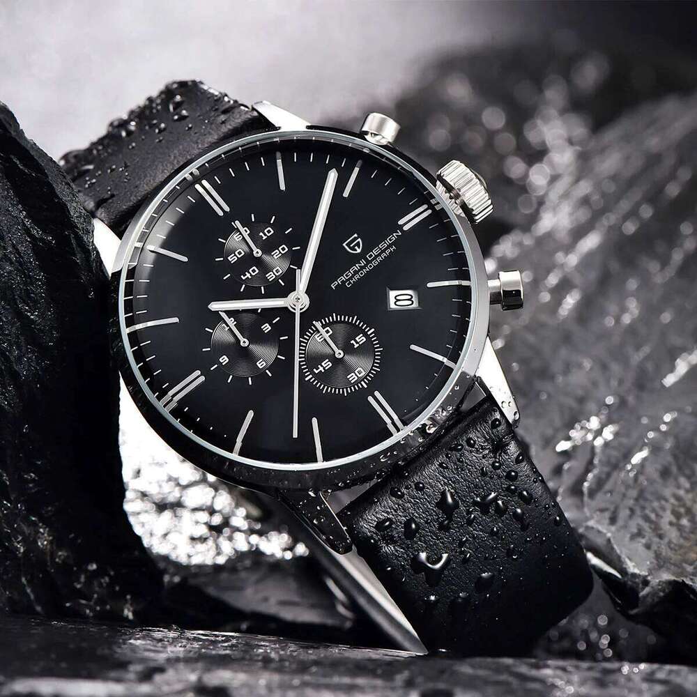 PAGANI DESIGN Top Brand Leather Sports Quartz Men's Automatic Date Watch Waterproof Chronograph VK67 Reloj Hombre free shipping