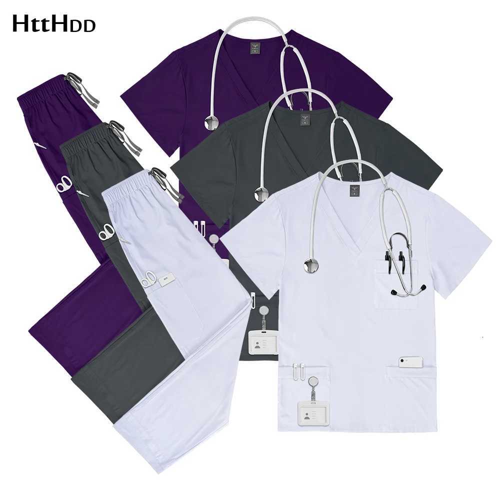 Nurse Uniforms Elastic Quick Drying Doctor Nurses Dental Pet Hospital Uniform Sets Short Sleeved Top Straight Pants Scrubs Suits Z250718