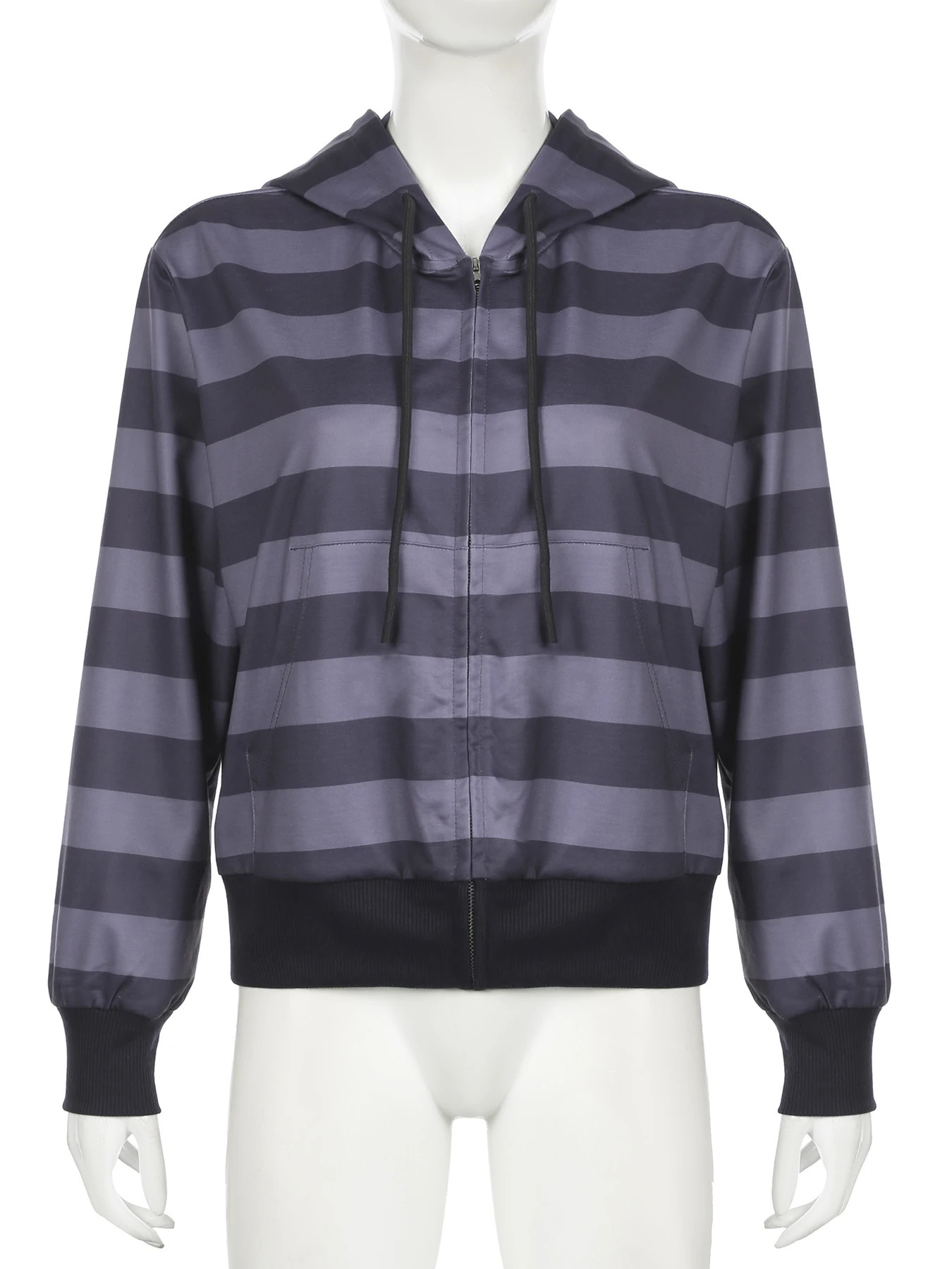 1Masure Casual Streetwear Striped Zipper Hoodies Loose Long Sleeve Sweatshirt Coats Women Autumn Winter Fashion Lady 250717