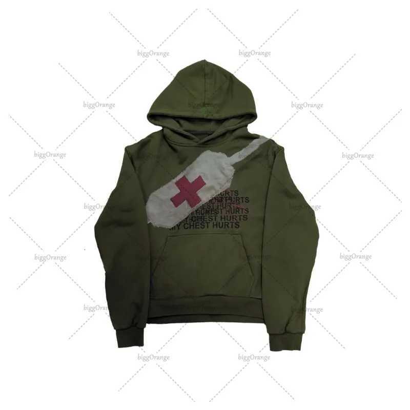 Gothic Punk Retro Red Cross Print Oversized Sweatshirt Men Y2K Harajuku Hip-Hop Casual Loose Hoodie Colorful Trendy Streetwear X250718