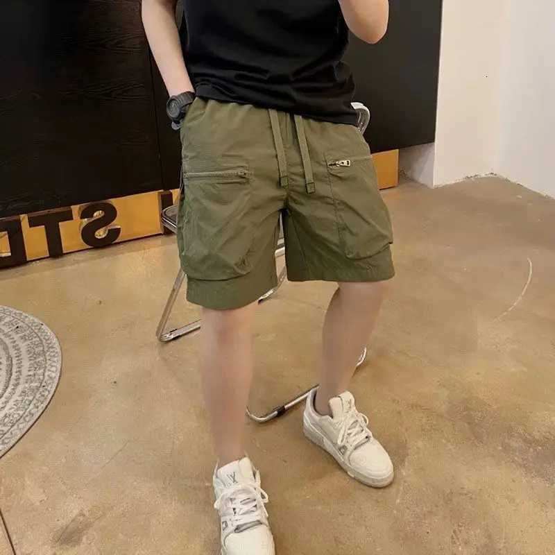 Summer New Mens Loose Street Casual Shorts Elastic Waist Solid Pockets Patchwork Trend Shorts Fashion High Street Men Clothing W250718