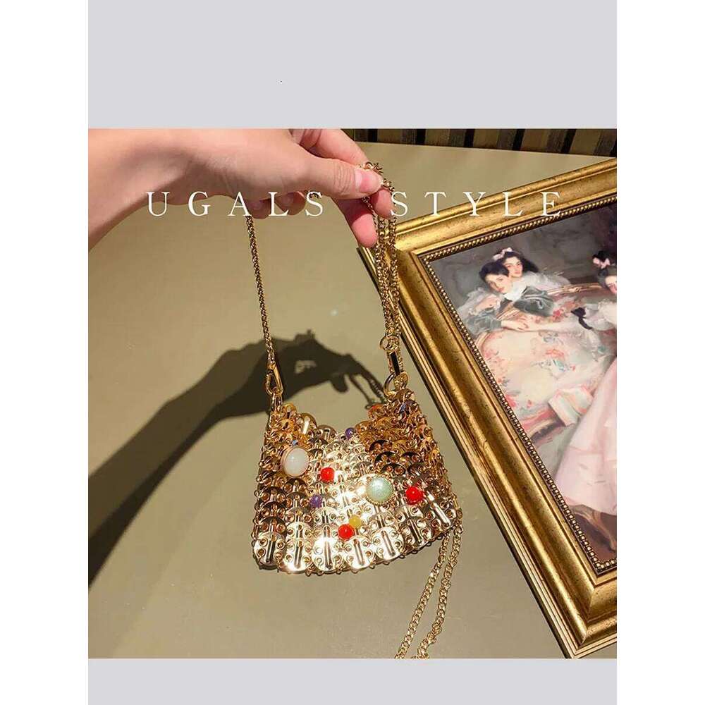 Designer Bags Women Metal Sequins Chain Woven Hollow Evening Bags Clutch Female Travel Holiday Shoulder Bag Handbag Luxury Bag