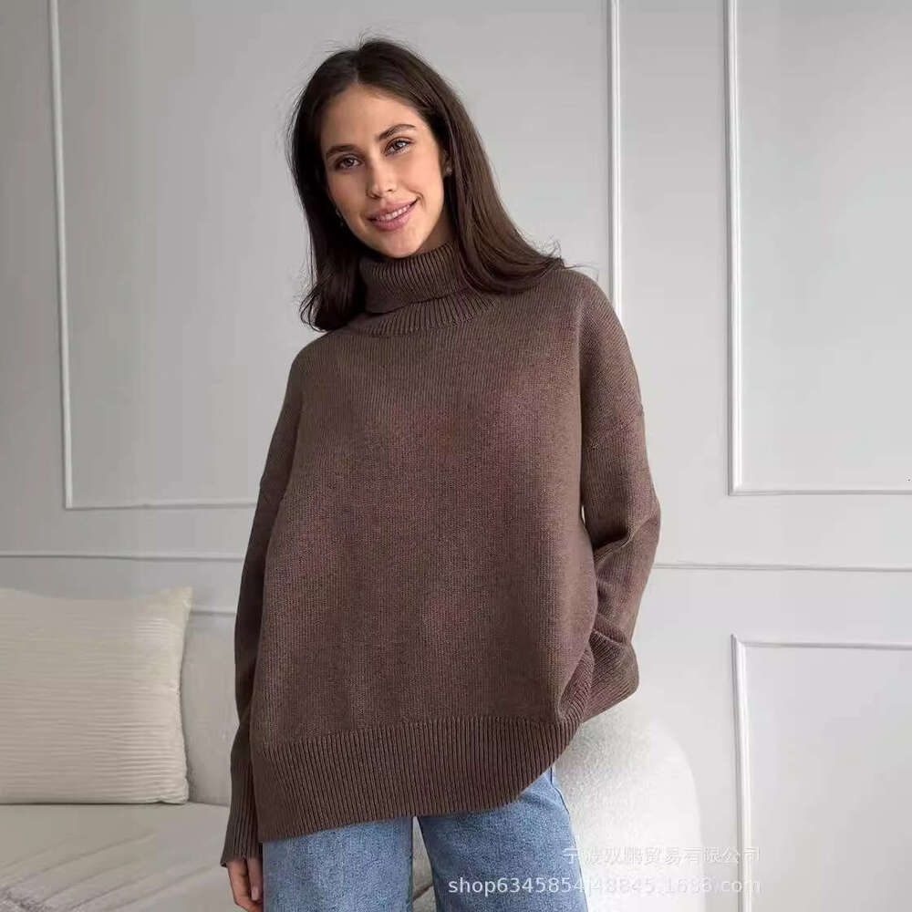 Autumn And Winter Solid Color Turtleneck Comfortable Loose Versatile Basic Pullover Sweater For Women B5