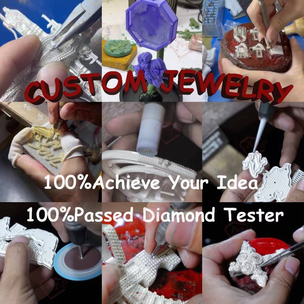 Super Sparkling Moissanite Cross Pendant 925 Sterling Silver Hiphop Custom Vvs Moissanite Pendant