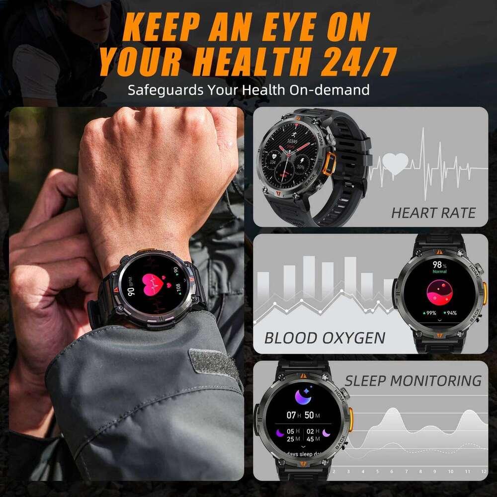 EIGIIS KE3 Smart Watch 3ATM Waterproof Original Design For Men Bluetooth Call Health Monitor With Flashlight 100+ Sports Modes free shipping