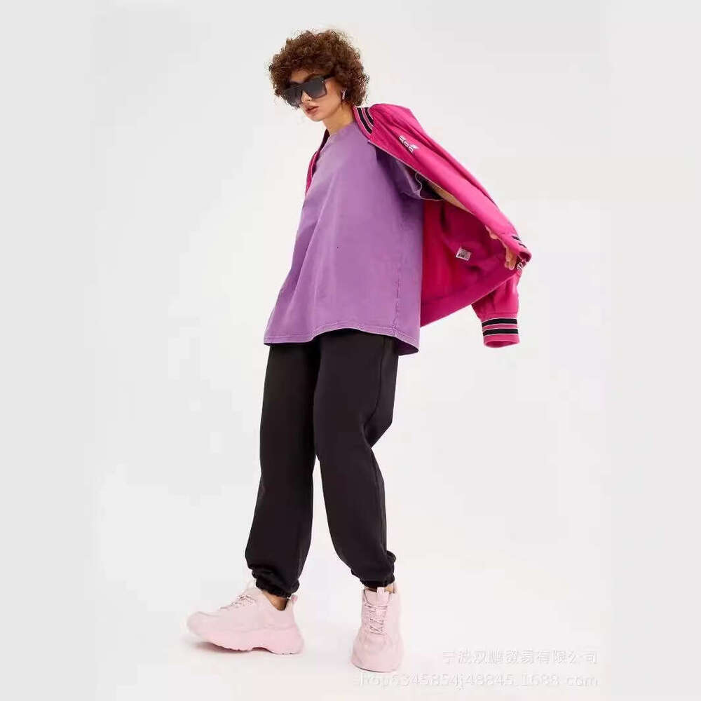 Spring Summer New Solid Color T-Shirt Women Washed Vintage Wax-Dyed Top Pure Cotton Short Sleeve B5