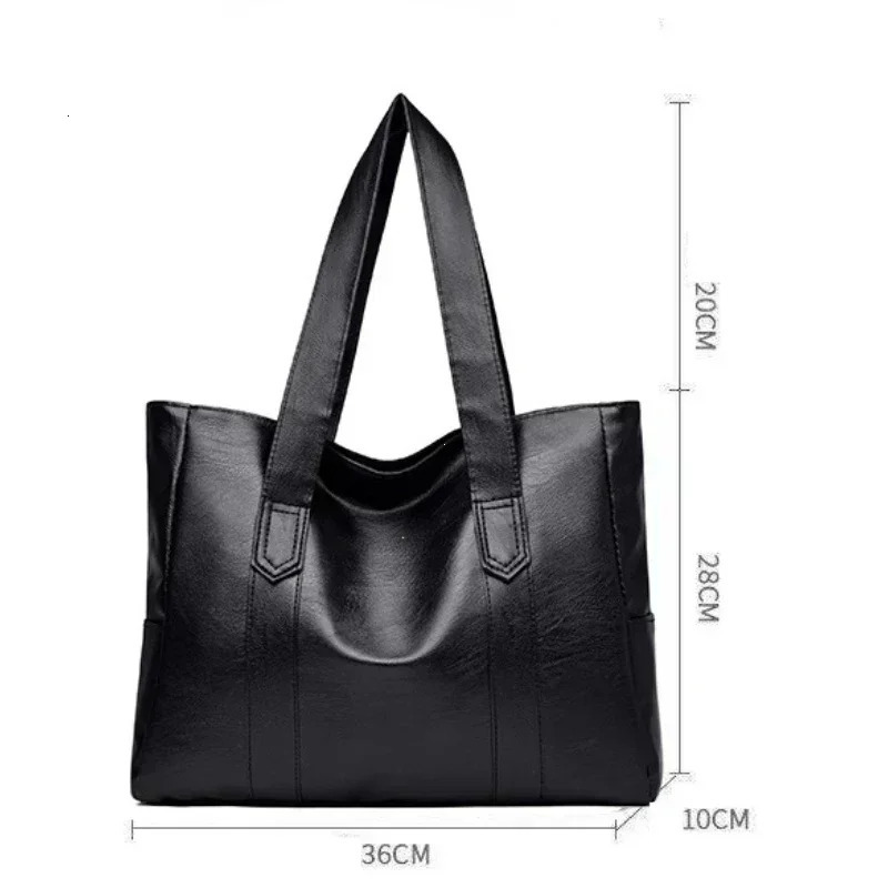 Female Big Soft Leather Satchel Bag Classic Solid Color Simple Casual Large Capacity Tote Single Shoulder Bag Purses and Handbag 250715