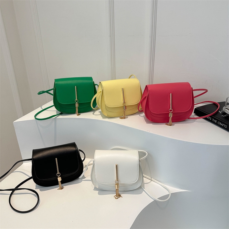 2025 Spring/Summer New Commuting Simple Tassel Small Handbag for Women, with Personalized Ins Style Single - shoulder Bag Korean - style Saddle Bag