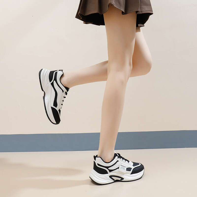 Trendy Plus Size Dad for Women 2024 Autumn Free shipping New Women's Student Sneakers Height Increasing Casual Shoes 6336