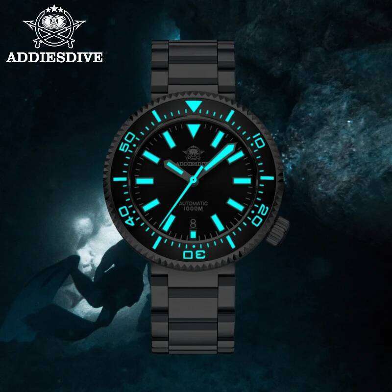 ADDIESDIVE Men's Watch 1000m diver's watch Waterproof luminous Sapphire Glass reloj hombre Automatic Mechanical Watches free shipping