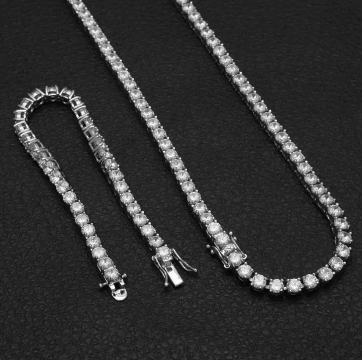 Hiphop Tennis Chain 3-5MM Vvs Iced Out Diamond 925 Silver Moissanite Tennis Chain Necklace