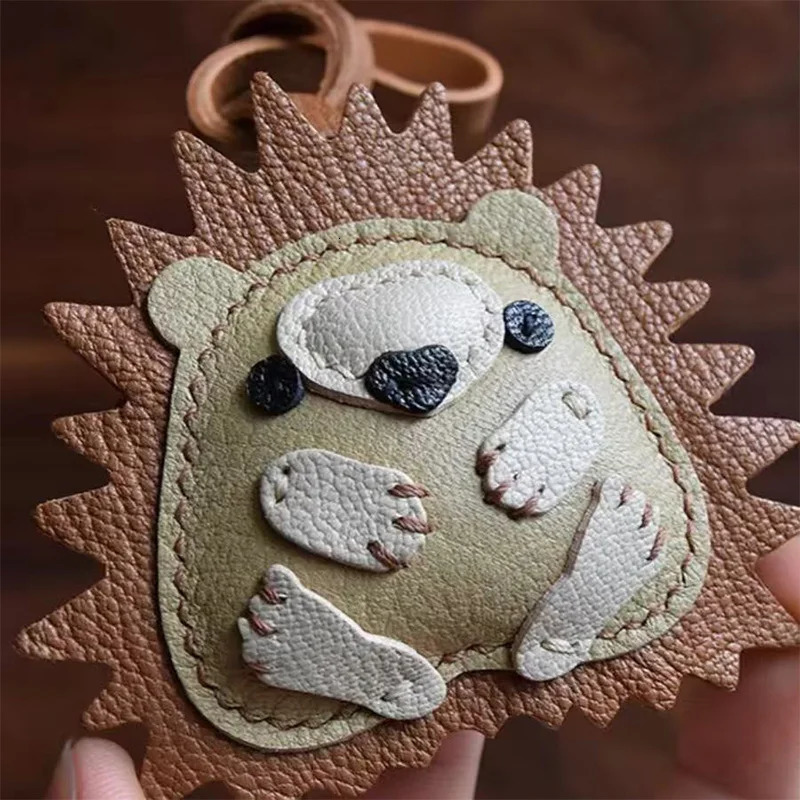 Lambskin Leather Handmade Hipster London Bus Cartoon Omnibus Croissant Original Pure Handmade Pumpkin Key Pendant Gift Customization 250717