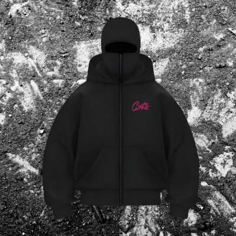 Mens Balaclava Zip Hoodie with Face Mask Winter Warm Zipper Sweatshirt Oversized Hooded Sports Jacket for Outdoor Activities X250718