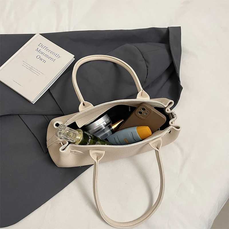 Pebbled Lychee Textured PU Tote BagWomen Niche Designer Shoulder BagBucket Dumpling Shaped HandbagCommuter Handheld Briefcase Z250718