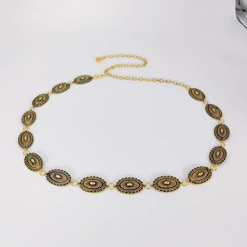 Ethnic style waist chain accessories Bohemian versatile belt womens dress high-end dress with waistband metal retro 250715
