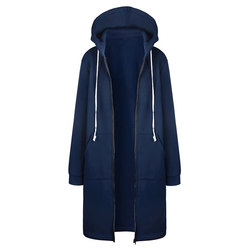 Womens Autumn Winter ThickenHoodies Parkas Loose Hooded Jackets Zipper Pocket Maxi Size Sweatshirt Sports Dresses Outwear 250717