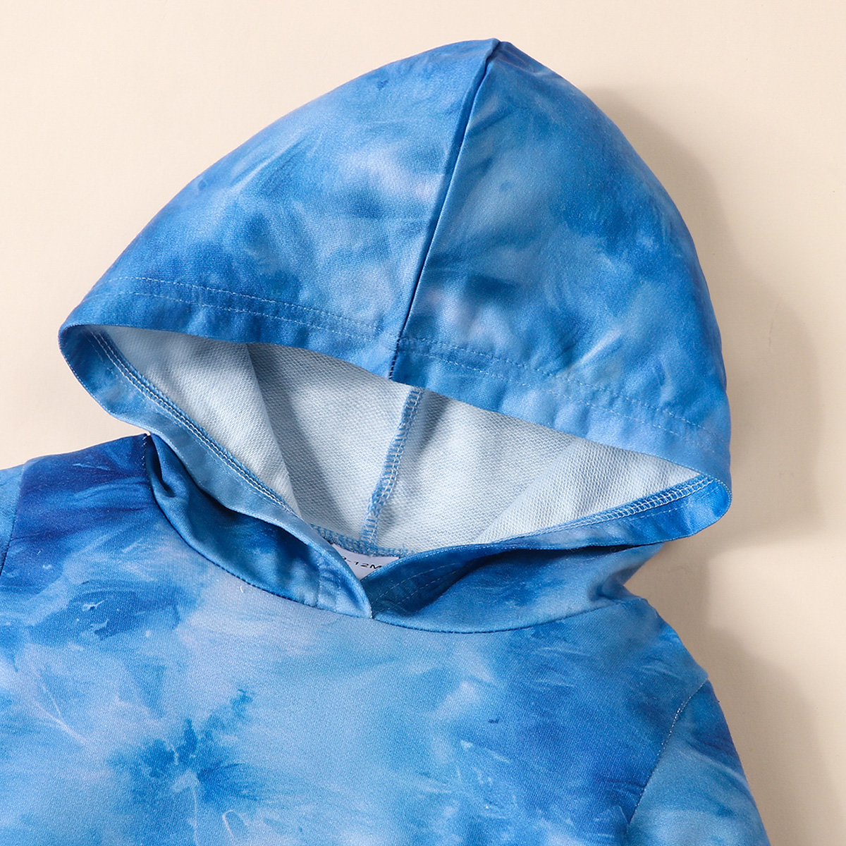 Blue Tie-Dye Hooded Long-Sleeve Sweater & Pants Set for Boys - Fashionable Fall/Winter Outfit