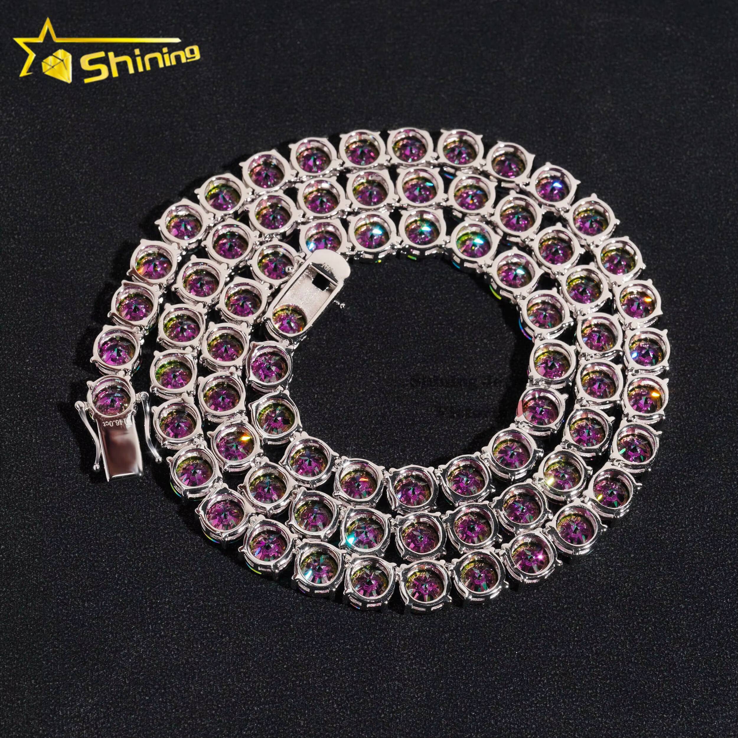 Shining Jewelry Hot Sale Hip Hop Iced Out Jewelry Fashion Diamond Tennis Necklace S925 Silver 8MM Vvs Moissanite Tennis Chain