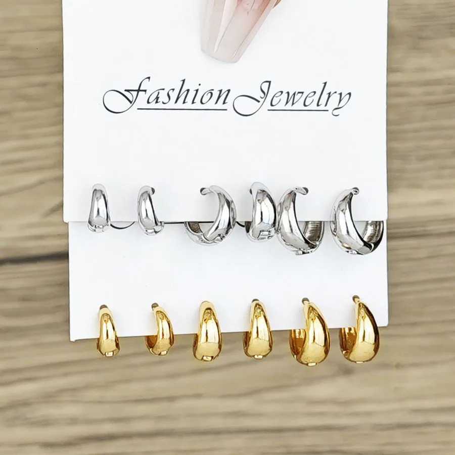 Minimalist and versatile geometric earring set for mens new high-end metal C-shaped earring combination X250718