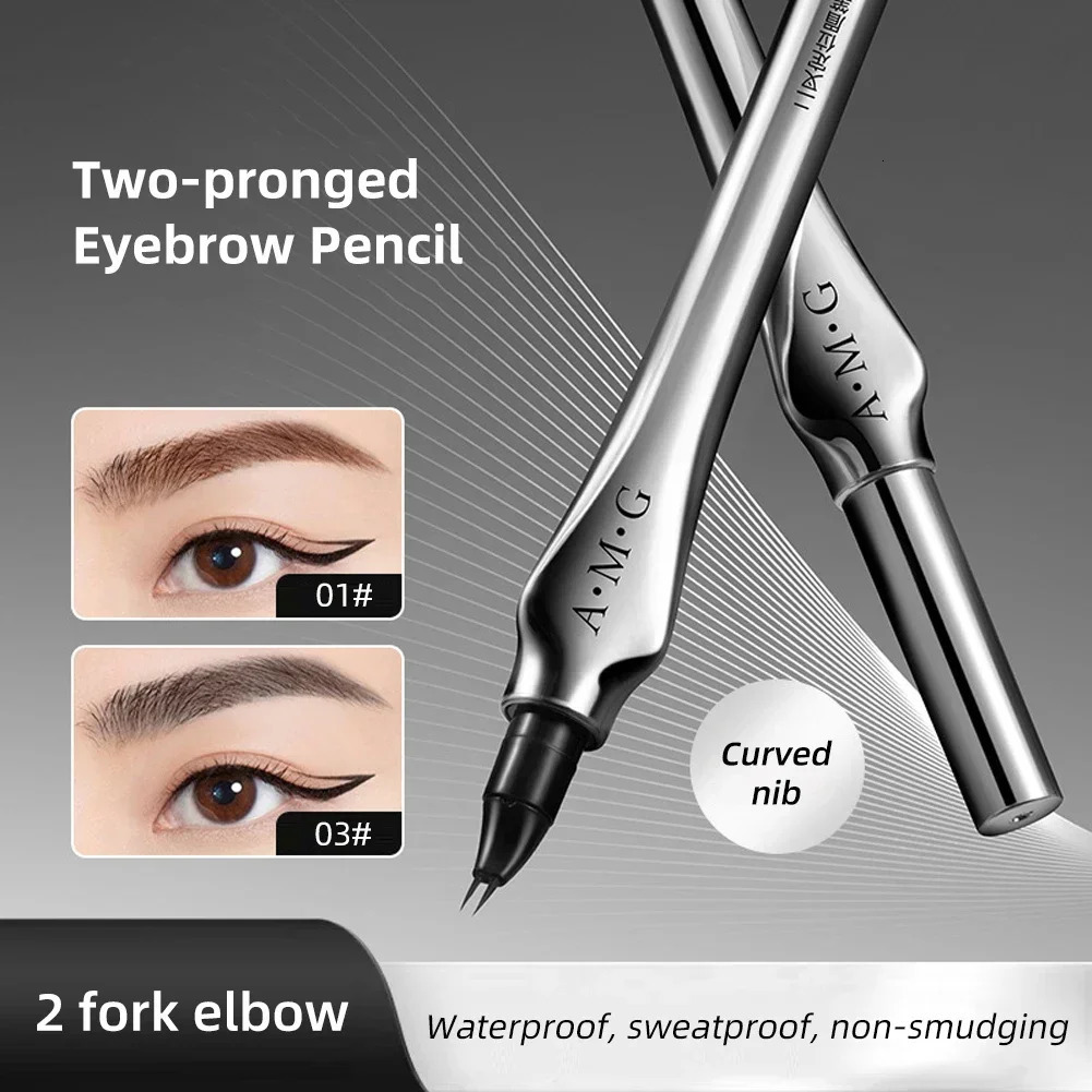 Ultra-fine 2 Point Silver Eyebrow Pen Liquid Wild Eyebrow Tattoo Waterproof 2 Fork Silkworm Brow Pen Easy To Grip Eye Makeup 250712