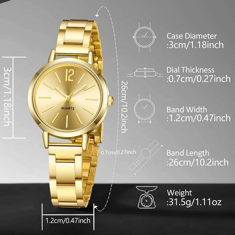 free shipping 6PCS Women's Trendy Fashion Simple Style Quartz Watch Bracelet Necklace Earrings Perfect Gift Set free shipping