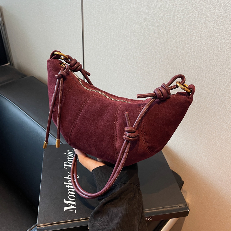 2025 Summer New Women's Shoulder Crossbody Bag Fashion Underarm Dumpling Bag women's Horn Bag Retro Suede New Designer Bag New Designer Luxu
