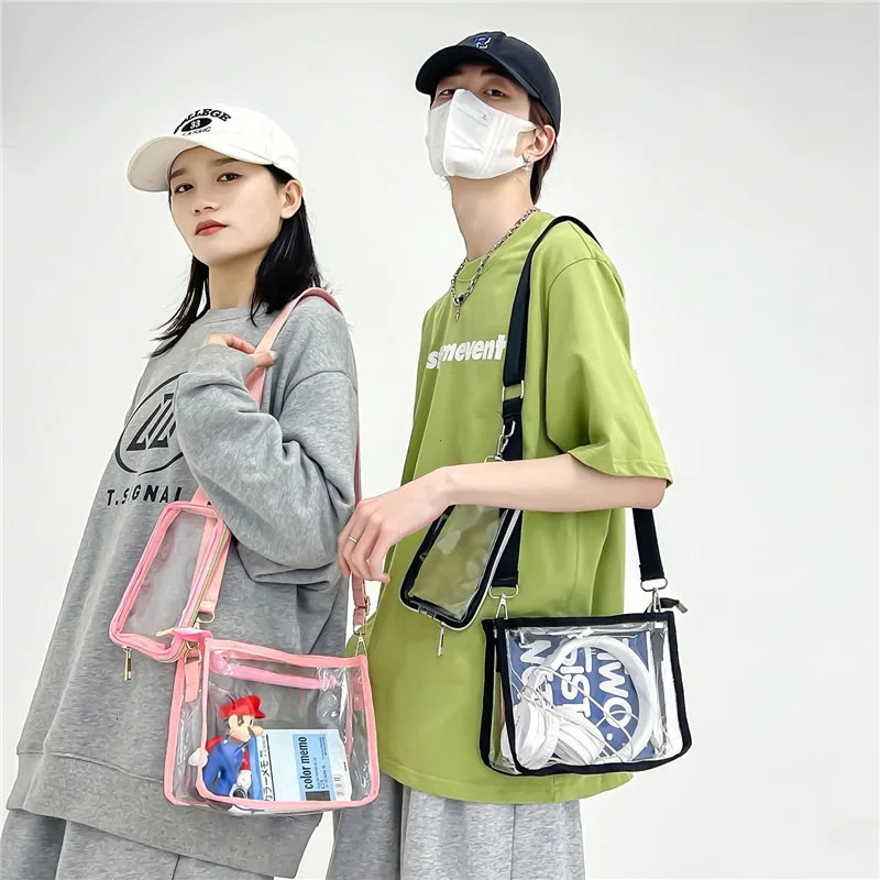 PVC Transparent Shoulder Bag 2 IN 1 Adjustable Shoulder Straps Casual Clear Crossbody Bag Fashion Couple Bag for Boys Girls 250714
