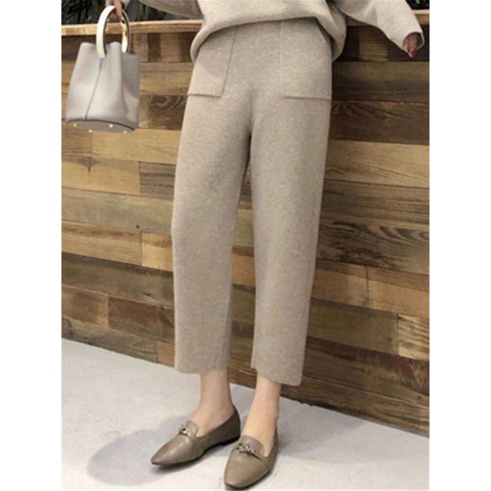 2 Pieces Women's Sets Warm Knitted Tracksuit Autumn Winter O-Neck Sweater And Casual Harme Pants Pullover Suits MDNG