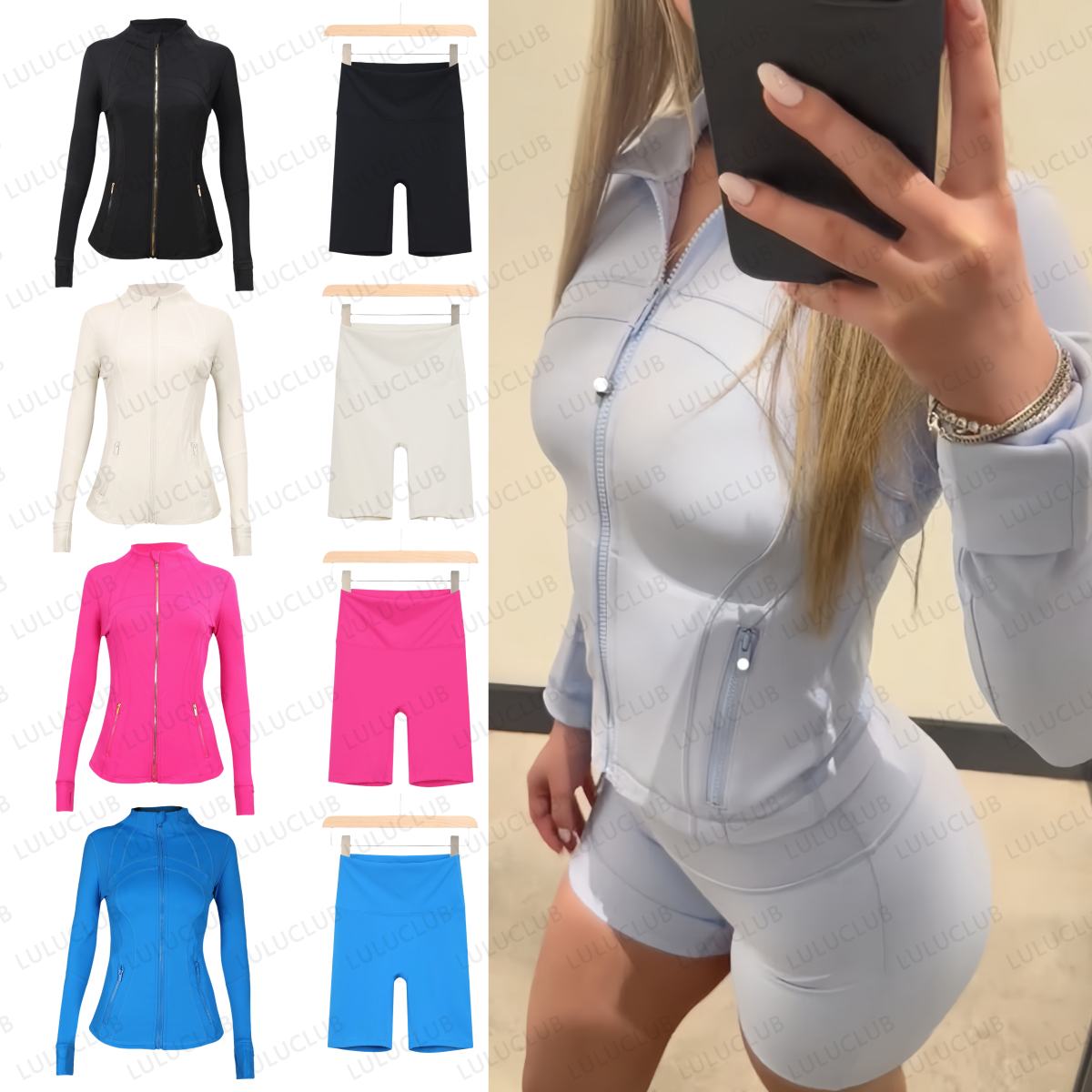 2025 11A Gym sets Jackets and short Yoga Jackets Workout Elastic Waist leggings Fitness quick dry fitness Activewear Sweatshirt Zip lemonize sets jackets