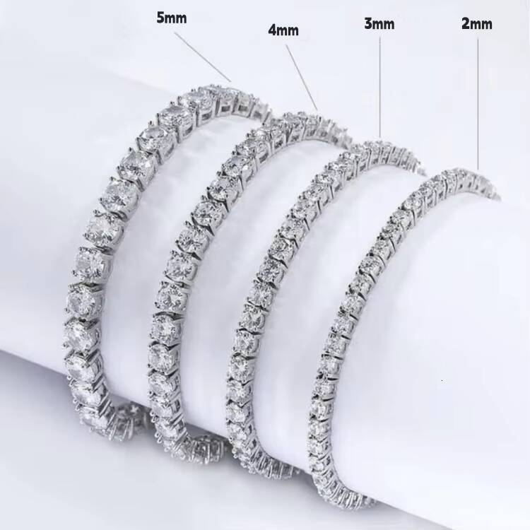 Wholesale 925 Silver Gold Plated 2mm -5mm Wide Bracelet Gra Moissanite Diamond Tennis Bracelet Chain Men Women Bracelet