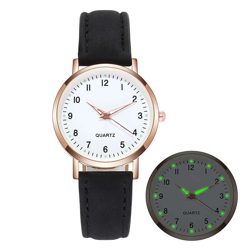 Minimalist Glow Watch - 32.5mm Matte Leather Strap Quartz Watch for Women | Night Reading Casual Timepiece (9 Colors)