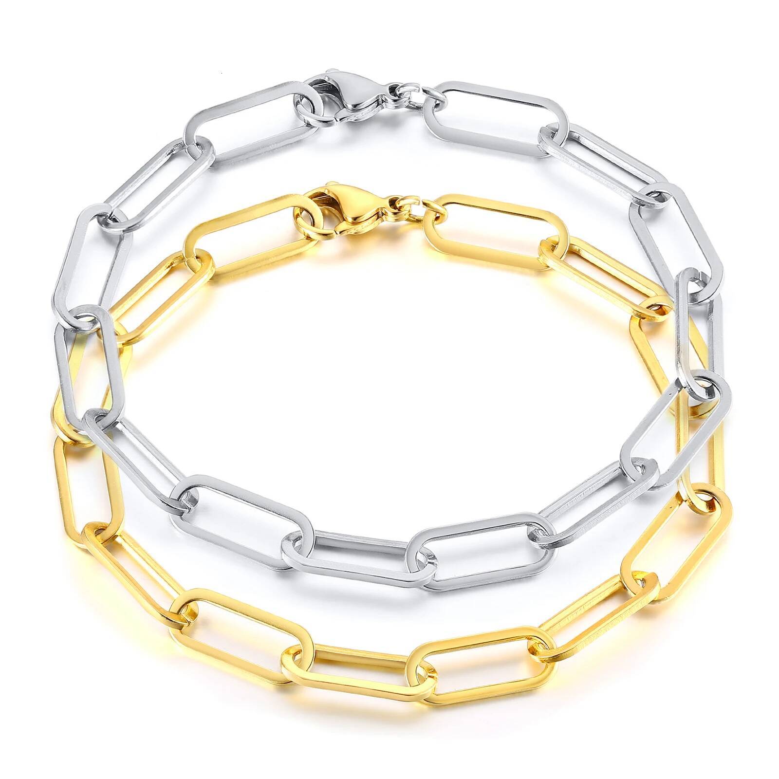 Paper Clip Bracelet, Chunky Bracelets, Stainless Steel Hera Chain Link Bracelet for Men Women Jewelry ddmythur