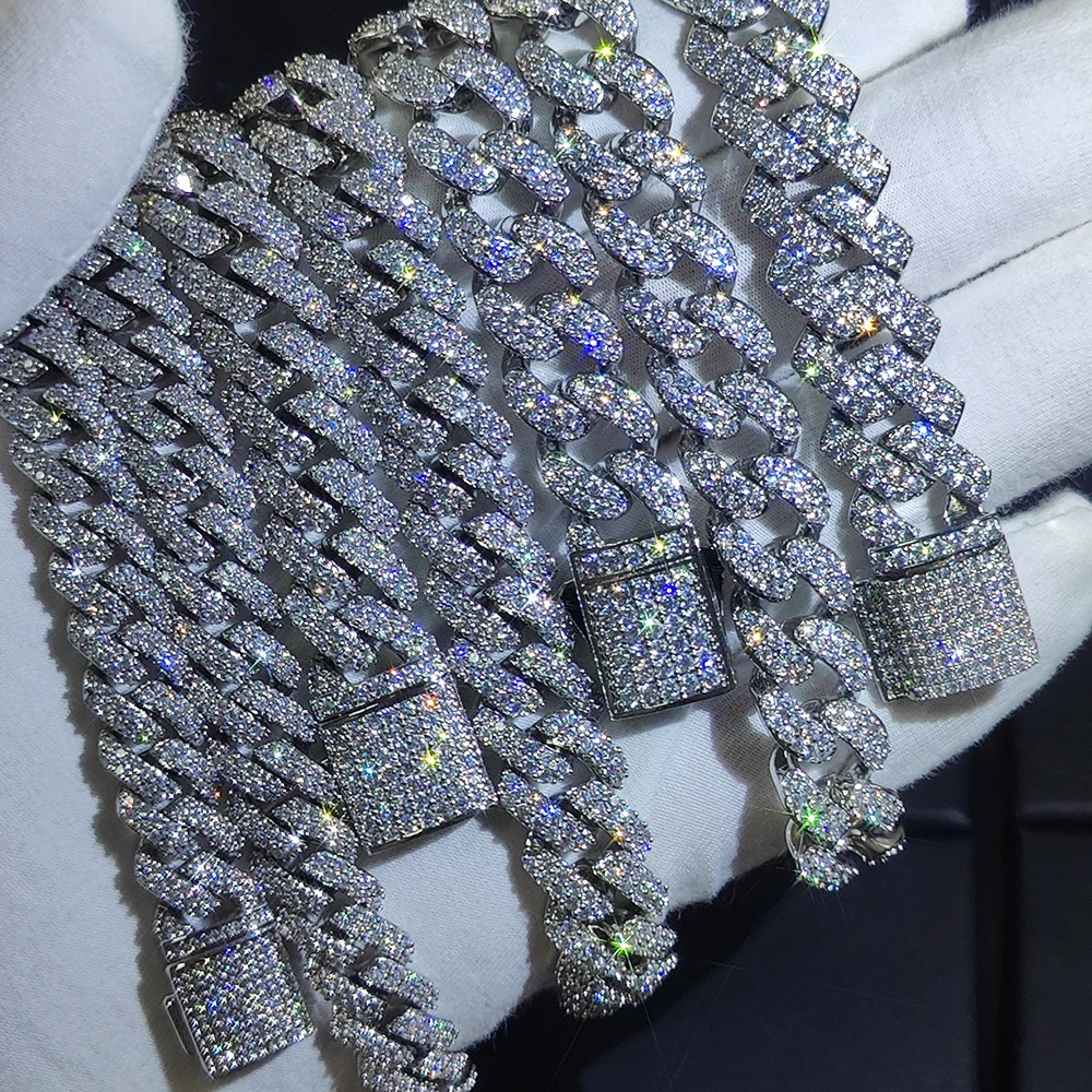 Drop Hip Hop Cuban Link Chain Necklace Silver18k Gold Plated 1012141520mm Iced Out Diamond CZ Gift for HimHer 250717