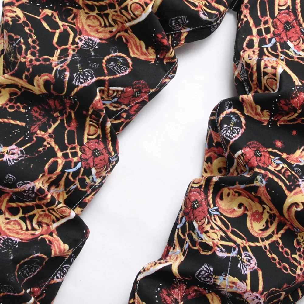 Men Flower Chain Digital Print Pants Fashion Slim Tapered Stretch Denim Jeans Streetwear Black Trousers X250718